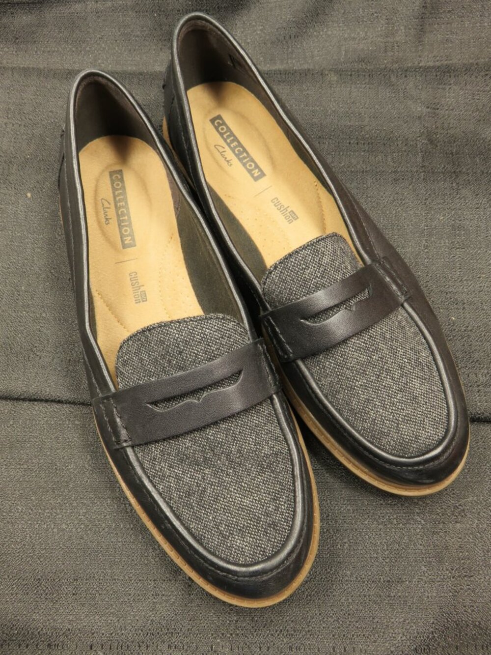 Clarks Collection Black Tweed Penny Loafer Raisie Eletta Soft Women Size 9